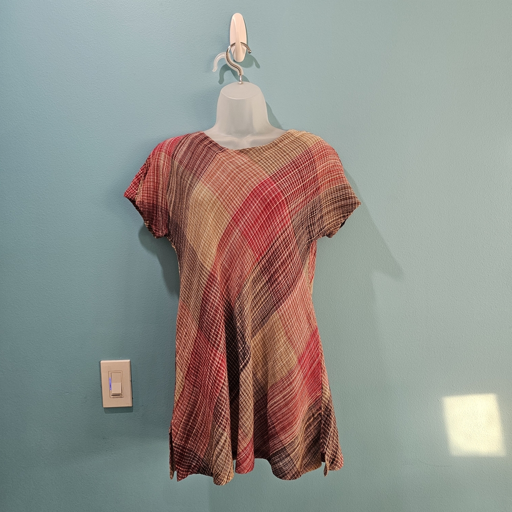Chic Plaid Short Sleeve Women's Top